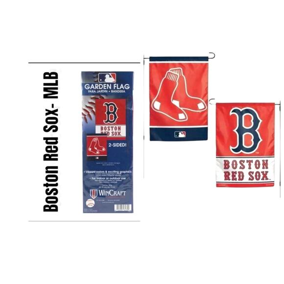 Boston Red Sox  MLB Major League Baseball Two Sided  Red Sox Graphic Garden Flag - Picture 1 of 4